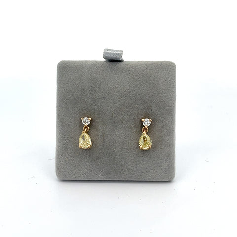 18KT YG NFY Pear Drop Diamond Earrings