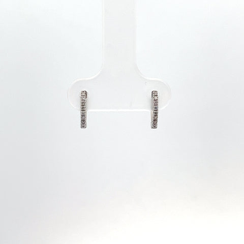 18KT WG 0.08cts Round Diamond Hoops