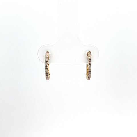 18KT YG 0.08cts Round Diamond Hoops