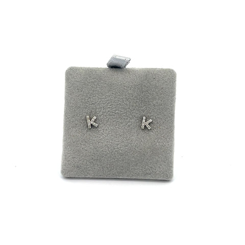 18KT WG 0.04cts 'K' Initial Studs