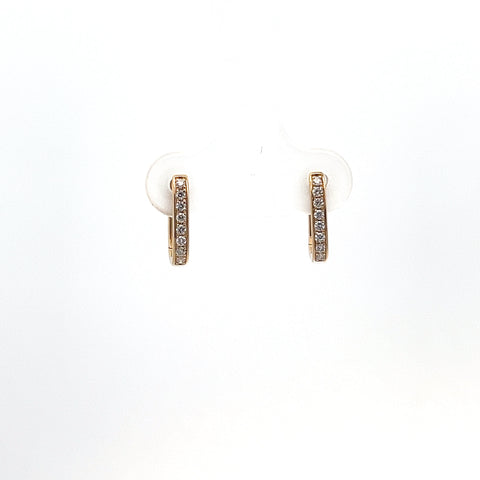 18KT YG 0.12cts Round Diamond Hoops