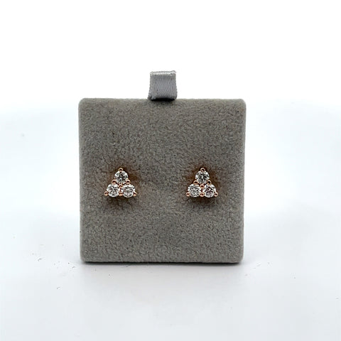 18KT RG Trefoil Diamond Earrings