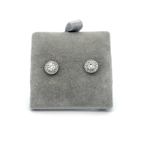 18KT WG Round Diamond Halo Earrings