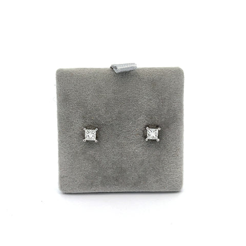 18KT WG 0.31cts Princess Diamond Studs