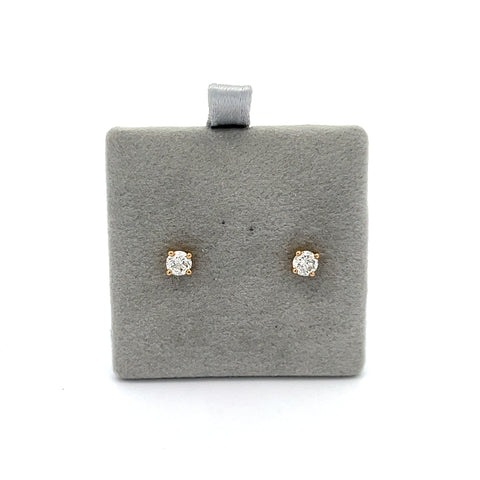 18KT YG 0.34cts Round Diamond Studs