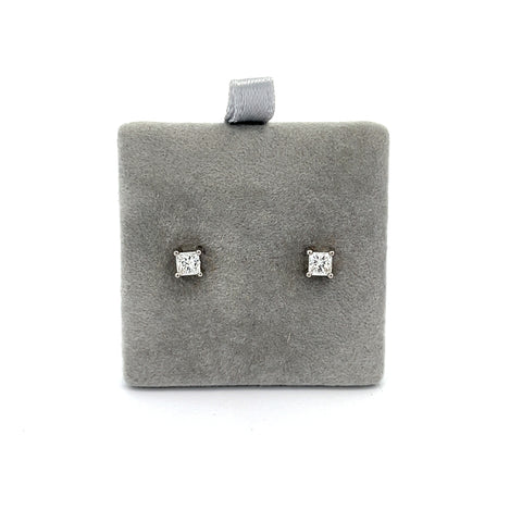 18KT WG 0.36cts Princess Diamond Studs