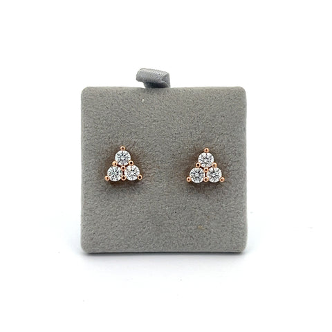 18KT RG Trefoil Diamond Earrings