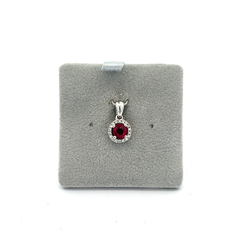 18KT WG Round Ruby Halo Pendant