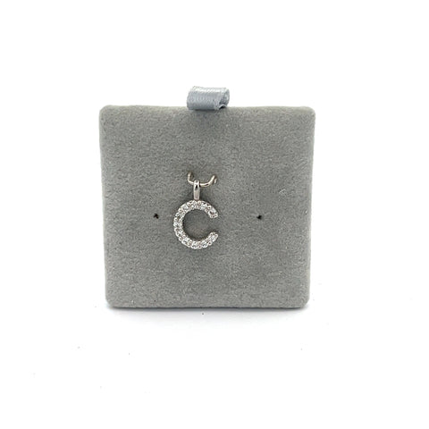 18KT WG 0.10cts 'C' Initial Pendant