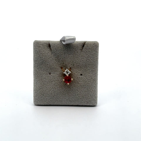 18KT YG Round Ruby and Diamond Pendant