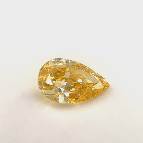 Natural Fancy Intense Orangy Yellow 0.72ct Pear