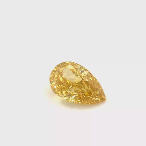 Natural Fancy Deep Orangy Yellow Pear Cut 0.61ct