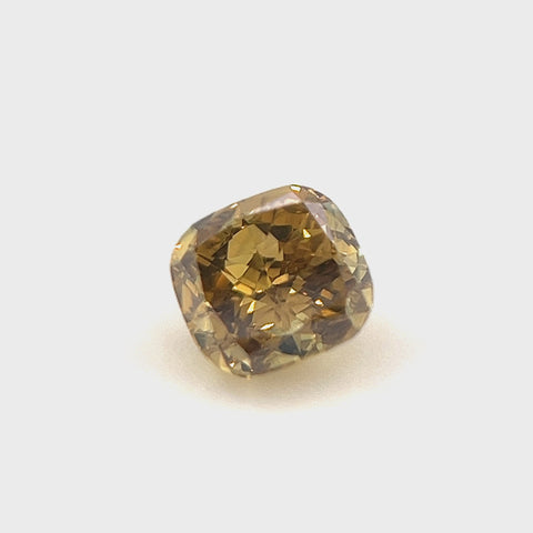 Natural Fancy Deep Brownish Greenish Yellow 0.46ct Cushion