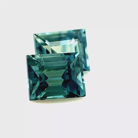 Teal Sapphire Pair 0.74cts Princess