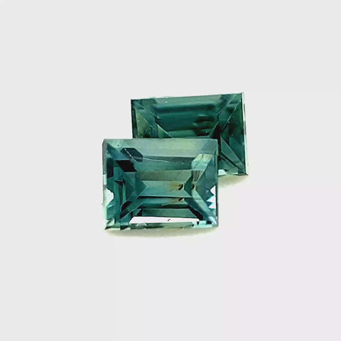 Teal Sapphire Pair 0.39cts Princess