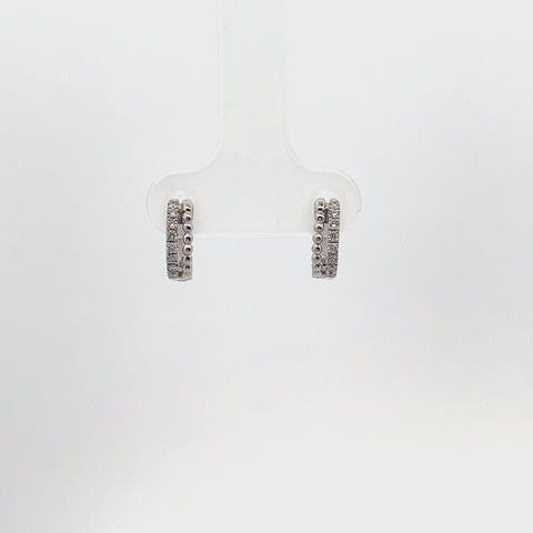 18KT WG 0.14cts Round Diamond Hoops