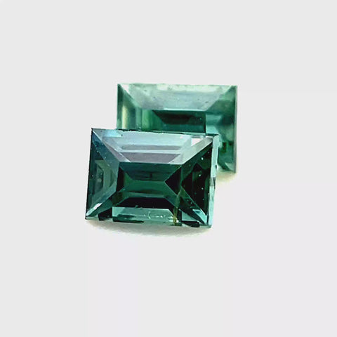 Teal Sapphire Pair 0.58ct Princess