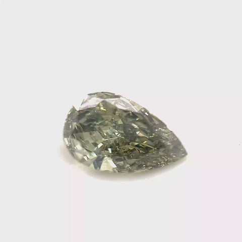Natural Fancy Dark Gray-Greenish Yellow 1.00ct Pear Cut Diamond