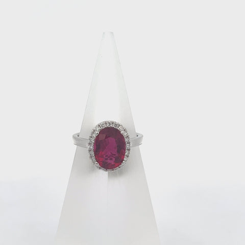 TOURM24 - 18KT WG Pink Tourmaline Oval Ring