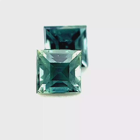 Teal Sapphire Pair 0.61cts  Princess