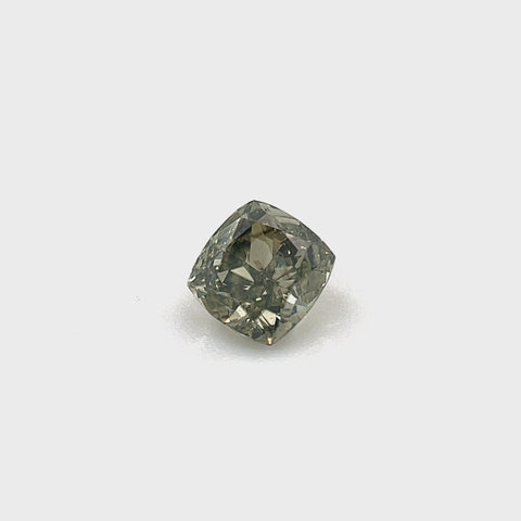 Natural Fancy Dark Gray-Yellowish Green 0.38ct Cushion