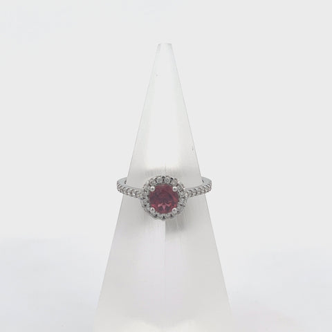 TOURM27 - 18KT WG Pink Round Tourmaline Ring