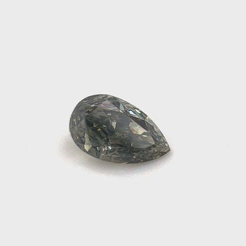 Natural Fancy Dark Greenish Gray 0.60ct Pear