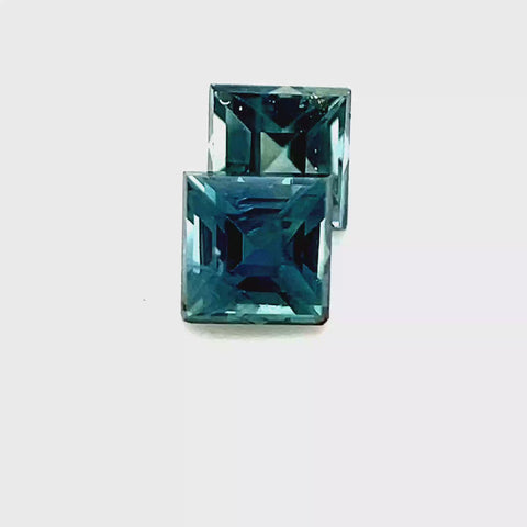 Teal Sapphire Pair 0.45cts Princess